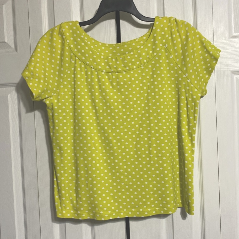 Rafaella studio woman knit green polka dot tee shirt style top size 1X